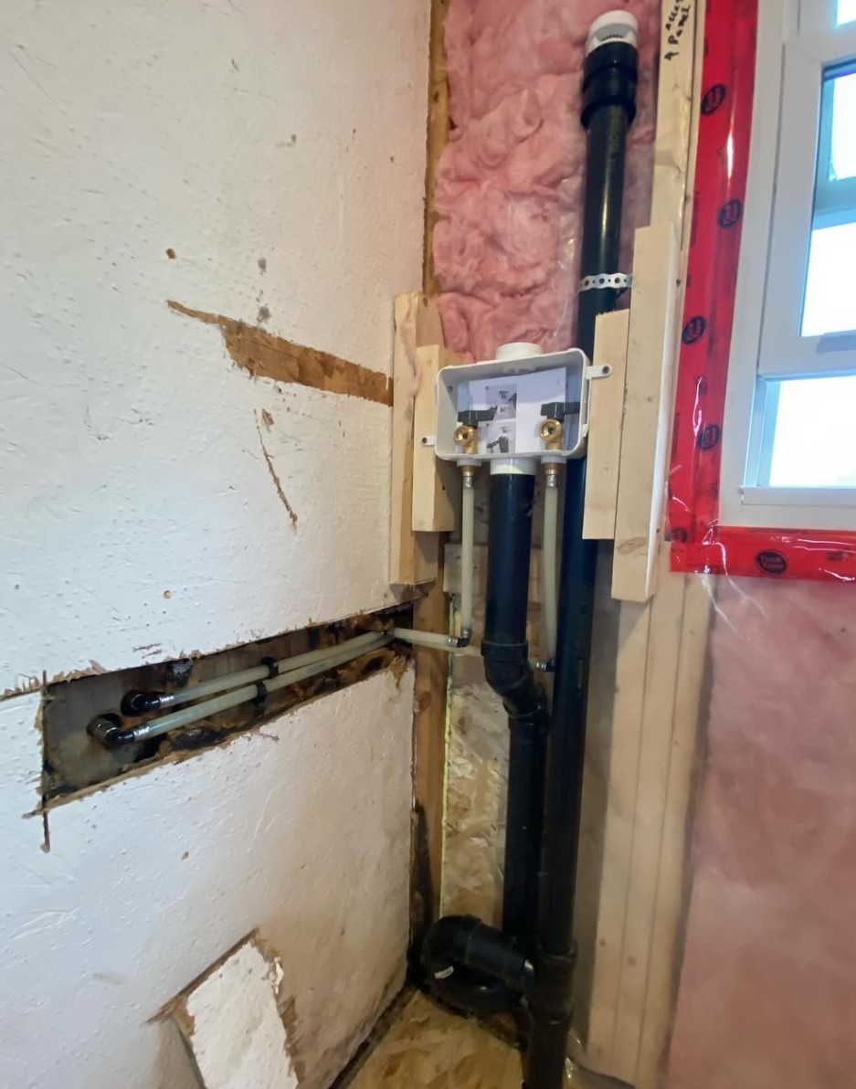 Blais Plumbing project: Laundry plumbing in progress