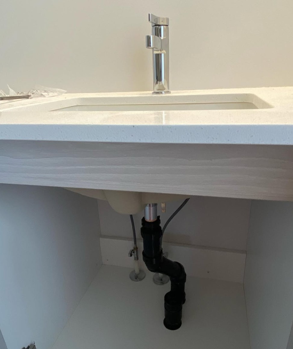 Blais Plumbing project: Vanity sink and drain